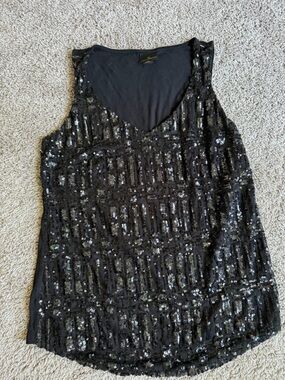 Worthington Black Crewneck Top sequined Y2K